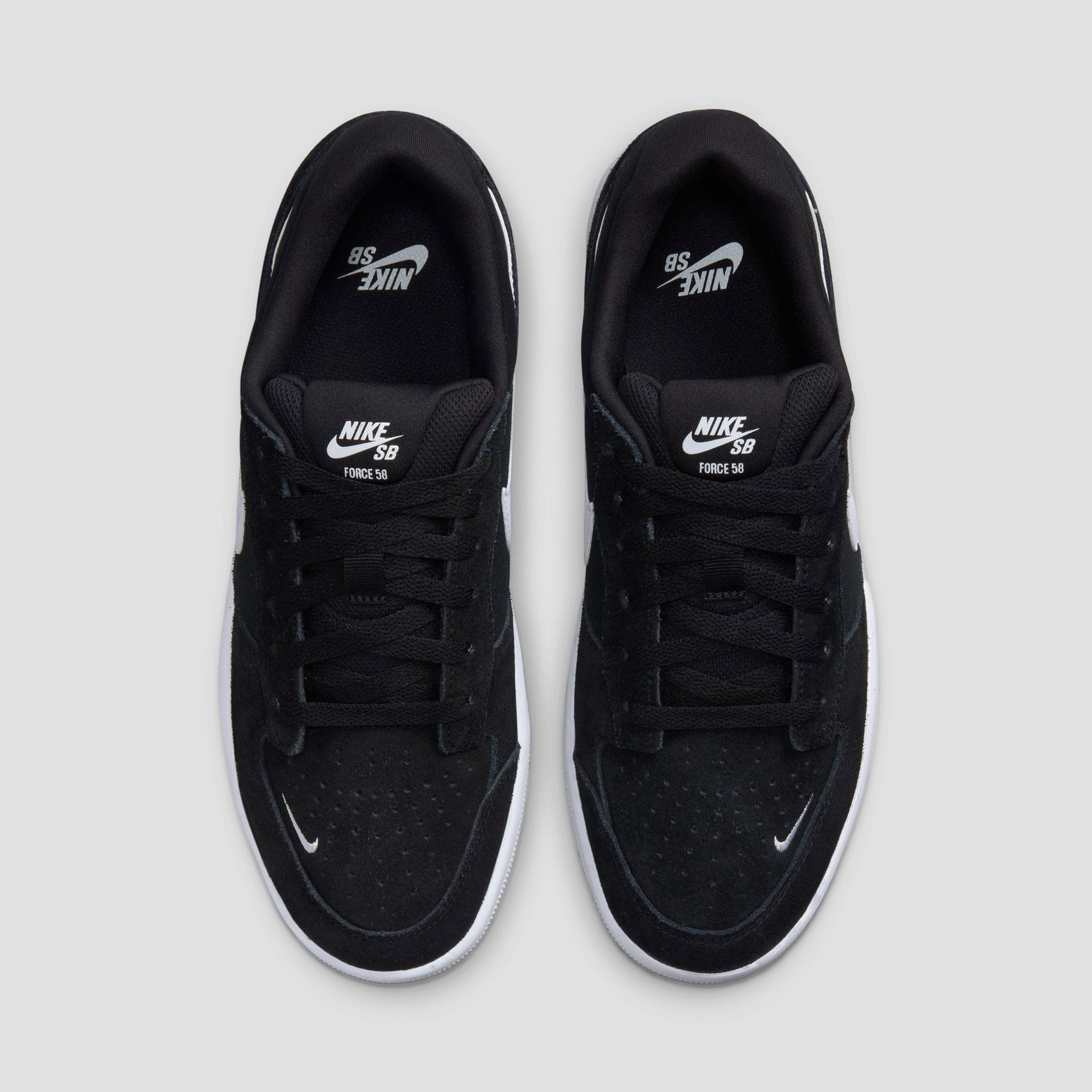 Nike SB Force 58 Skate Shoes Black White Black