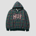 Load image into Gallery viewer, HUF Arch Plaid Full Zip Heavyweight Hoodie Forest
