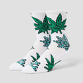 Load image into Gallery viewer, HUF Green Buddy Snowflakes Sock White