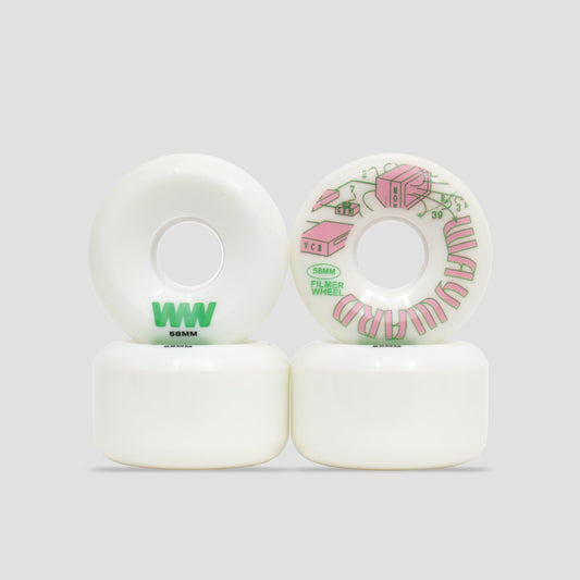 Wayward 58mm 80b Filmer Skateboard Wheels Green / Pink