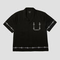 Load image into Gallery viewer, HUF Pinstripe Embroidered Shortsleeve Resort Shirt Black