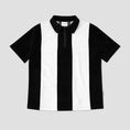 Load image into Gallery viewer, Skateboard Cafe Stripe 1/4 Zip Velour Polo Shirt Black / White