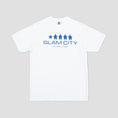 Load image into Gallery viewer, Slam City Skates Review T-Shirt White / Blue