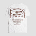 Load image into Gallery viewer, Skateboard Cafe 45 T-Shirt White / Coffee