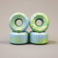 Load image into Gallery viewer, Wayward 53 mm 83b Swirl Formula Skateboard Wheels Neon Green / Baby Blue