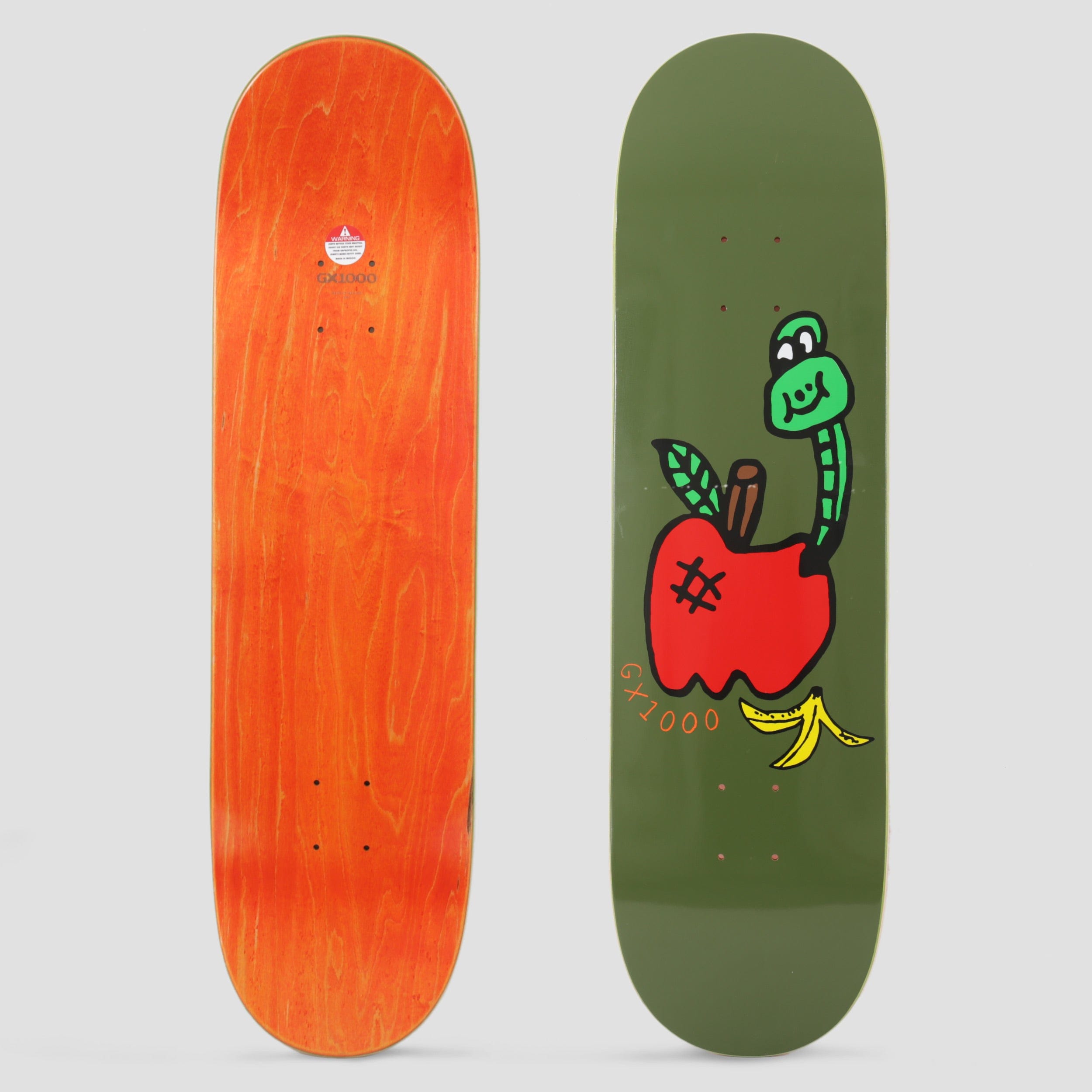 GX1000 8.5 Worm in the Apple Skateboard Deck Green Slam City Skates