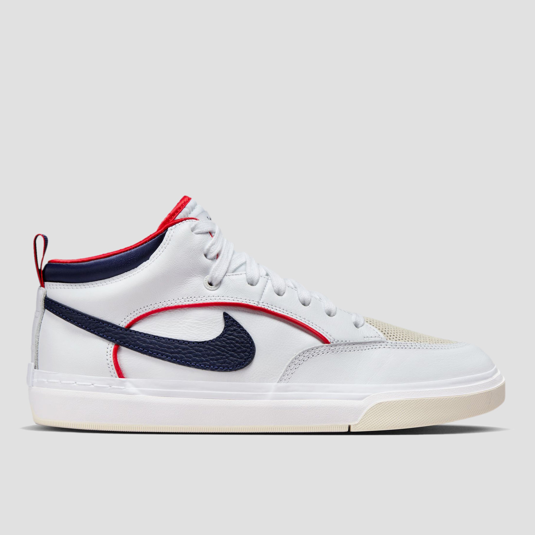 Nike SB React Leo Premium Skate Shoes White / Midnight Navy / University Red / White