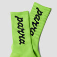 Load image into Gallery viewer, By Parra Lowercase Script Logo Crew Socks Acid Green