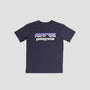 Patagonia Kids Regenerative Organic Certified Cotton P-6 Logo T-Shirt New Navy