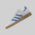 Load and play video in Gallery viewer, adidas Busenitz Shoes Cloud White / Blue Bird / Gold Metallic
