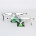 Load image into Gallery viewer, Independent 139 Chris Joslin Hollow Forged Skateboard Trucks Silver / Green (Pair)