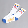 Load image into Gallery viewer, Krooked Kr Eyes Socks White / Yellow / Blue / Red
