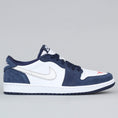 Load image into Gallery viewer, Nike SB Air Jordan 1 Low QS Shoes Midnight Navy / Metallic Silver