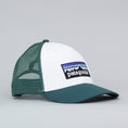 Load image into Gallery viewer, Patagonia P-6 Logo Lo Pro Trucker Cap White W / Piki Green