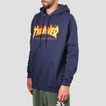 Load image into Gallery viewer, Thrasher Flame Logo Hood Navy