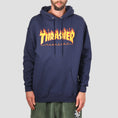 Load image into Gallery viewer, Thrasher Flame Logo Hood Navy