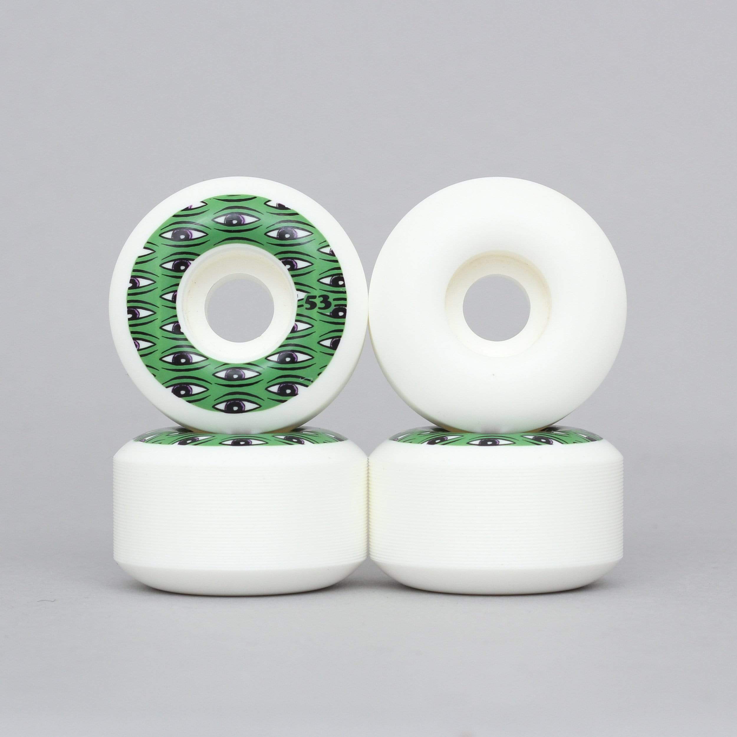 Toy Machine 53mm All Seeing Wheels White / Green Slam City Skates