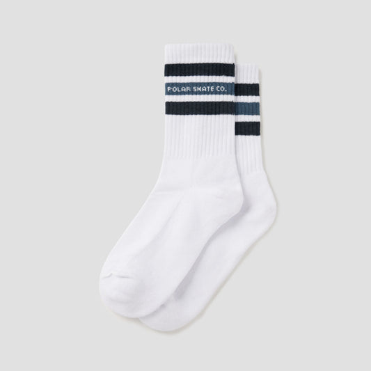 Polar Fat Stripe Rib Socks White Blue