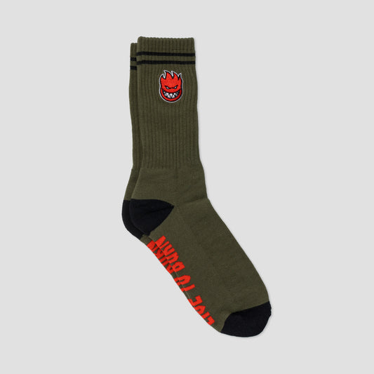 Spitfire Bighead Fill Emb Socks Olive / Black / Red