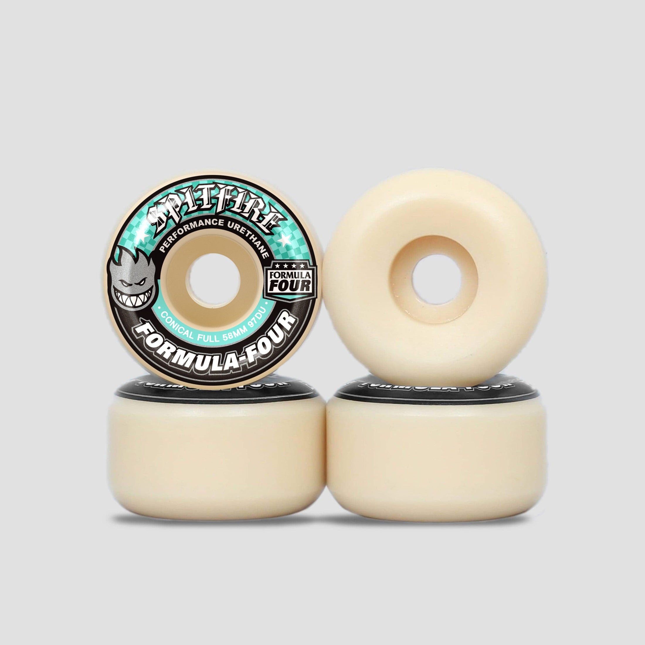 Spitfire 58mm 97DU Formula Four Conical Full Skateboard Wheels Natural
