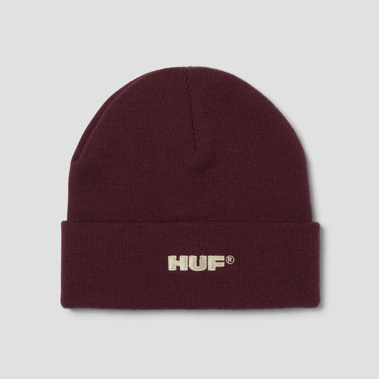 HUF All Caps Cuff Beanie Burgundy