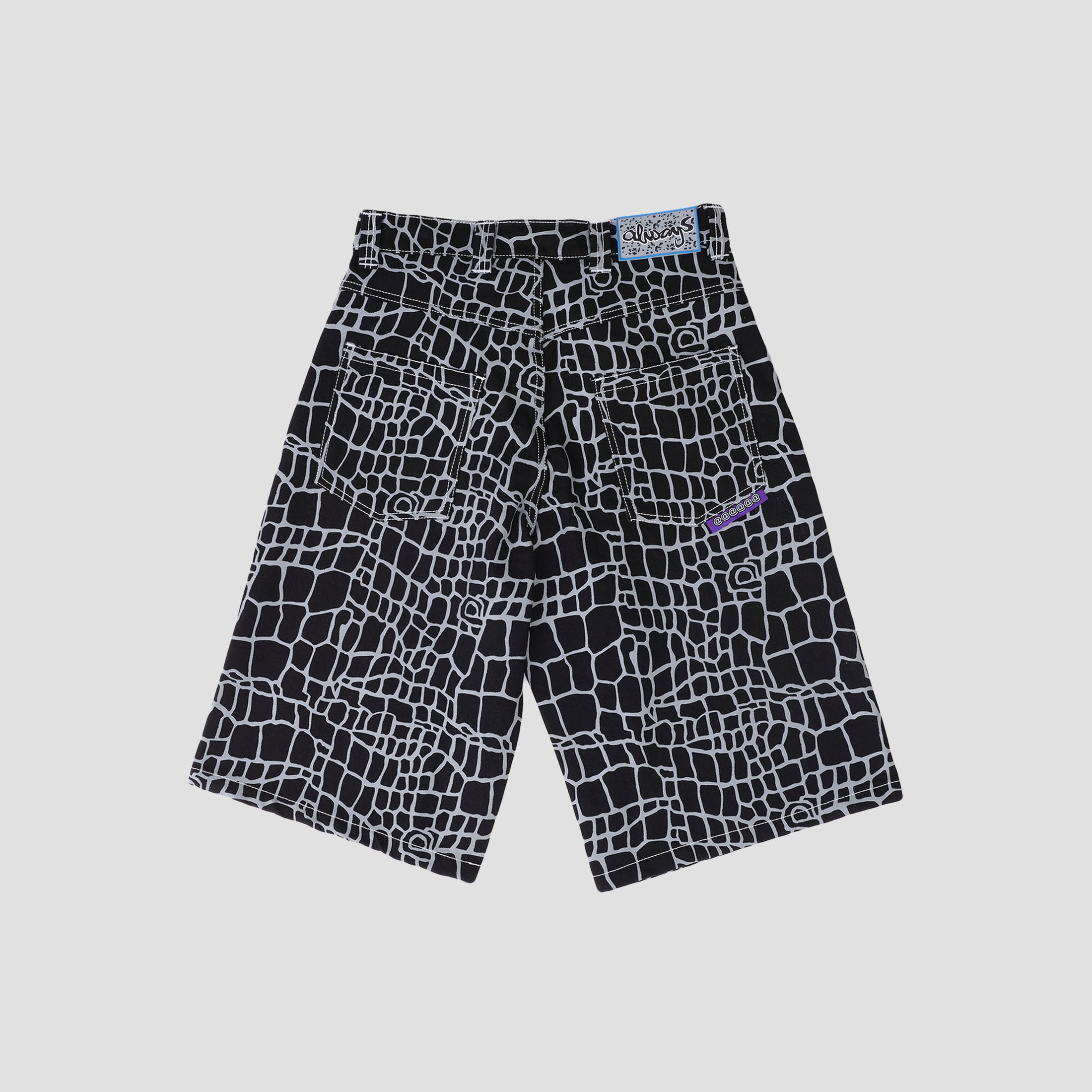 Always Croc Print Denim Shorts Black