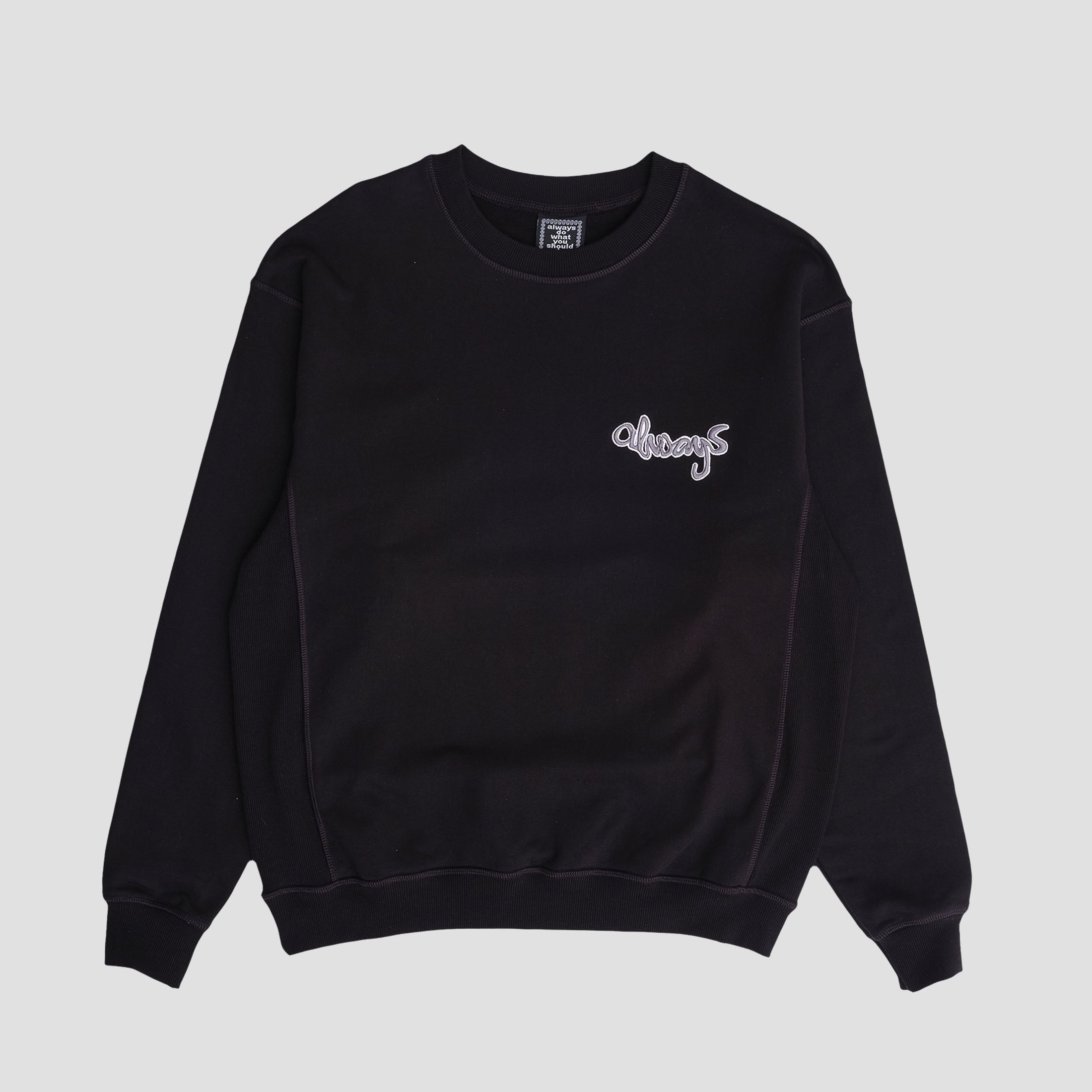 Always Zach Logo Embroiderd Crew Black
