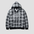 Load image into Gallery viewer, HUF Arch Plaid Full Zip Heavyweight Hoodie Black
