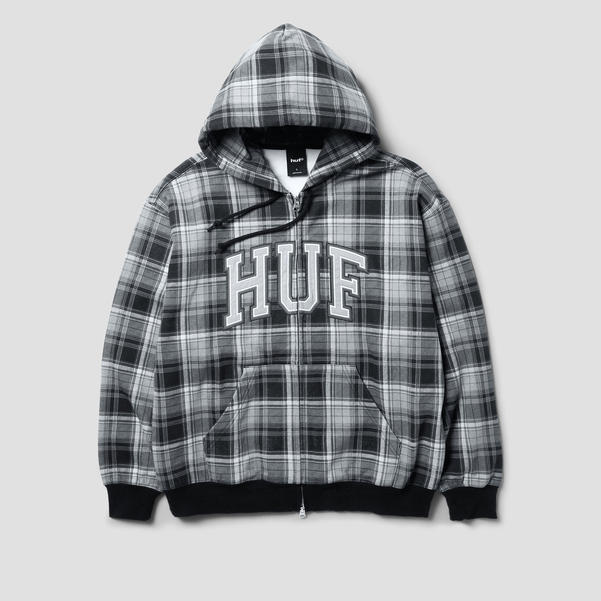 HUF Arch Plaid Full Zip Heavyweight Hoodie Black