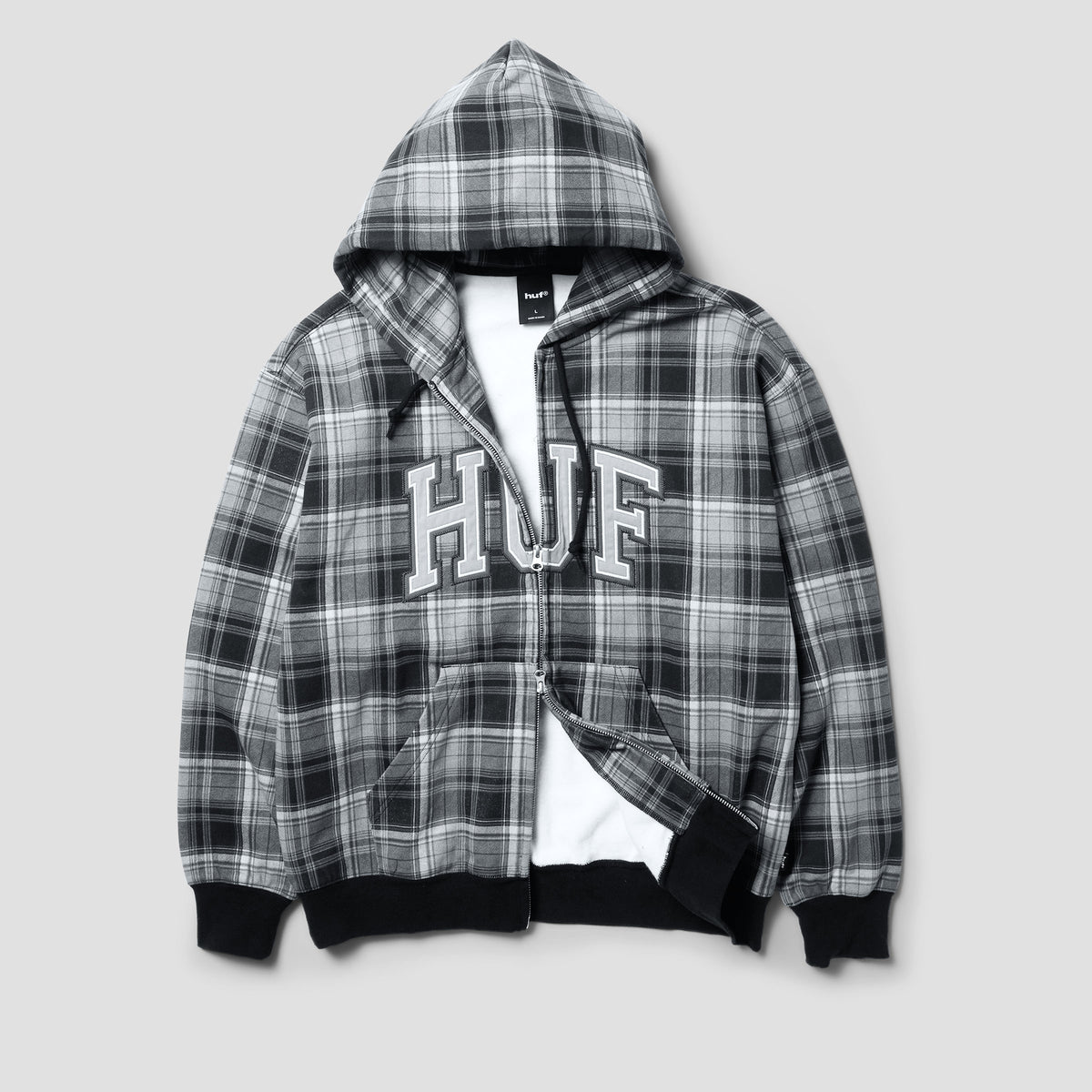 HUF Arch Plaid Full Zip Heavyweight Hoodie Black