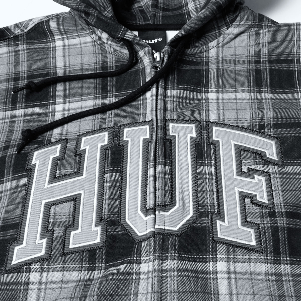 HUF Arch Plaid Full Zip Heavyweight Hoodie Black