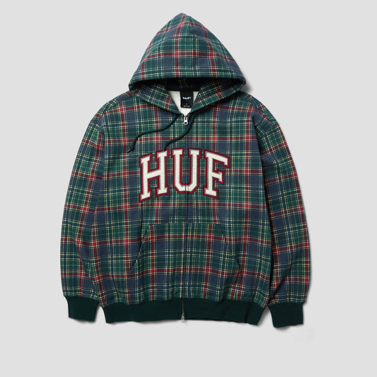 HUF Arch Plaid Full Zip Heavyweight Hoodie Forest