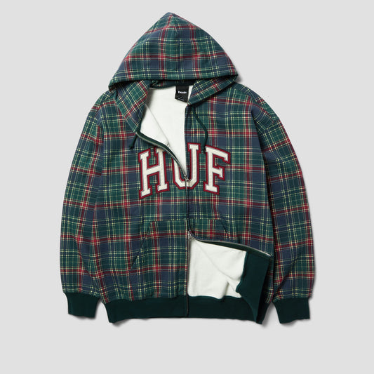 HUF Arch Plaid Full Zip Heavyweight Hoodie Forest