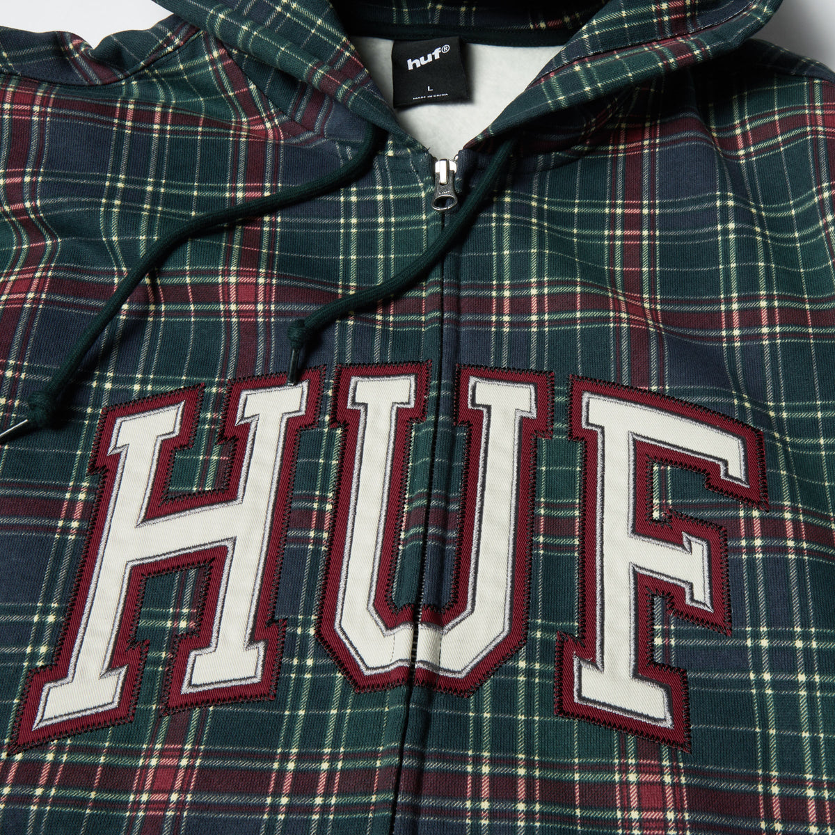 HUF Arch Plaid Full Zip Heavyweight Hoodie Forest