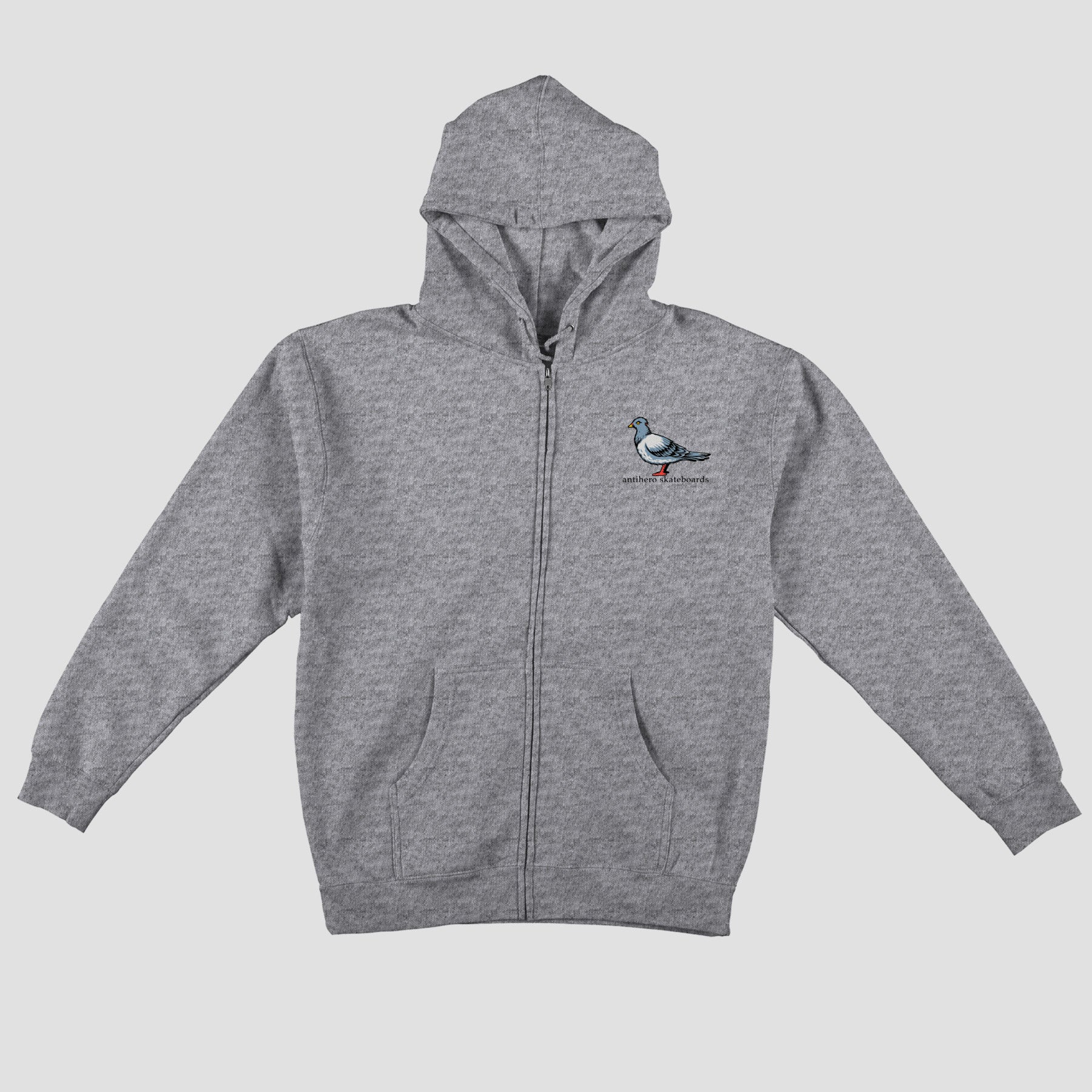 Anti Hero Lil Pigeon Embroidered Zip Grey Heather