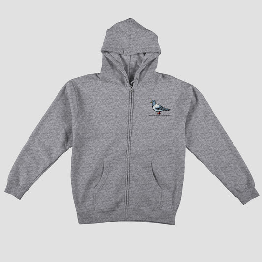 Anti Hero Lil Pigeon Embroidered Zip Grey Heather