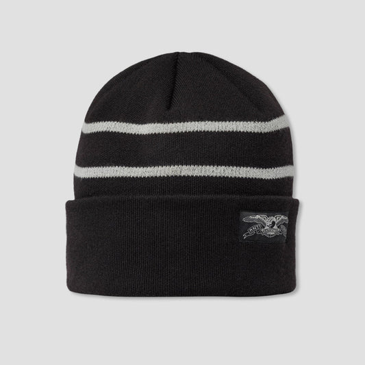 Anti Hero Stock Eagle Label Stripe Cuff Beanie Black / Grey