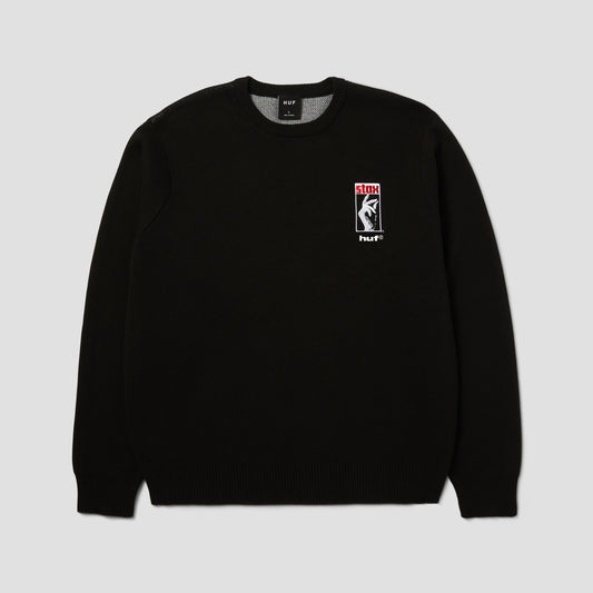 HUF X Isaac Hayes Black Moses Knit Sweater Crew Black