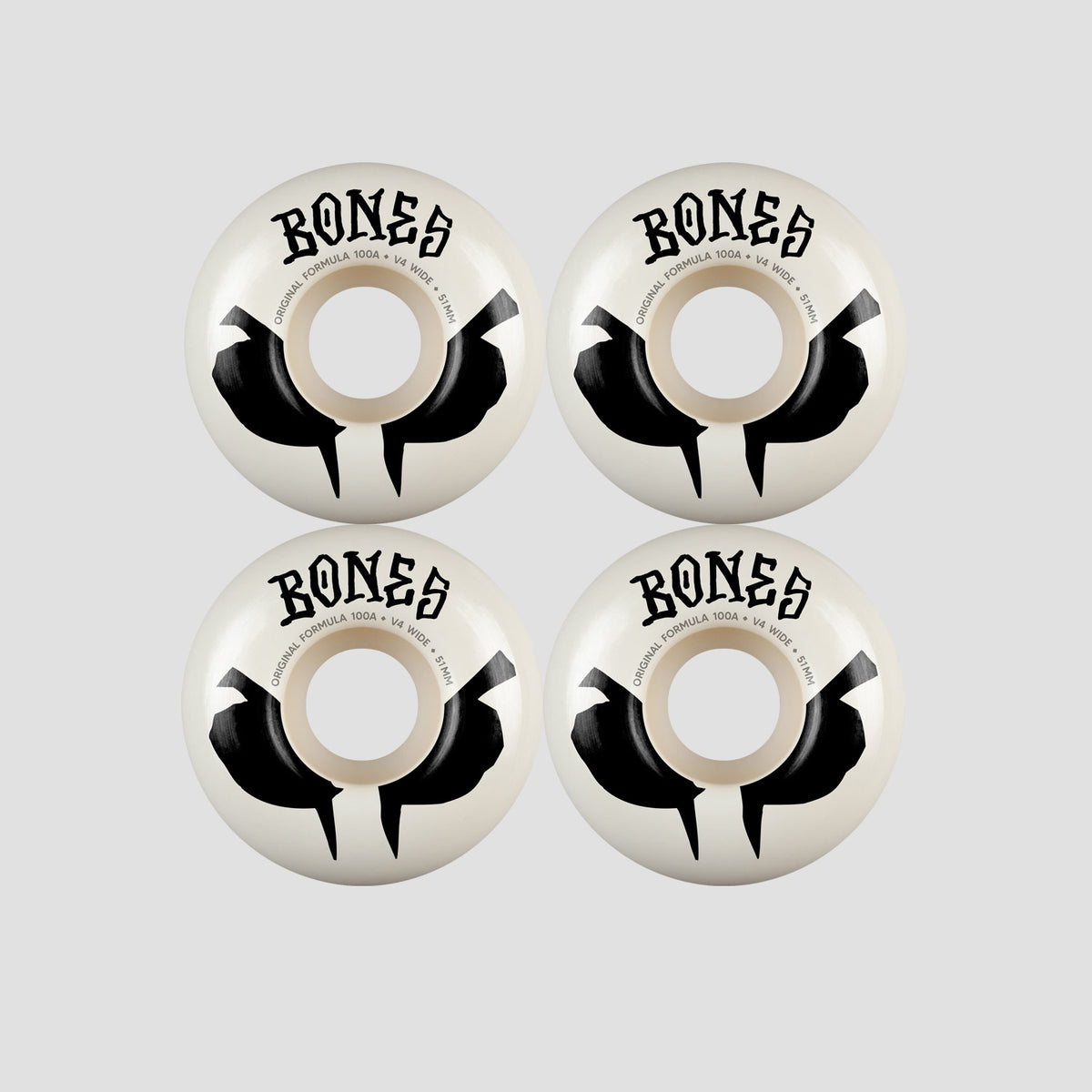 Bones 51mm 100a V4 Wide OG Formula Skateboard Wheels White