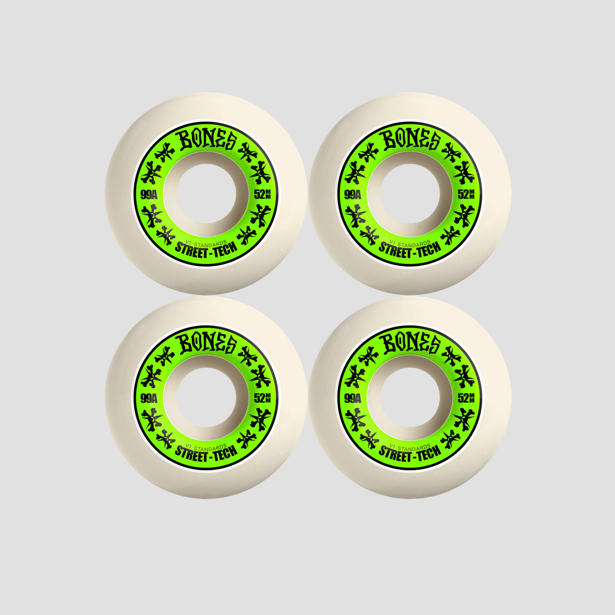 Bones 52mm 99a STF V1 Standard Skateboard Wheels White