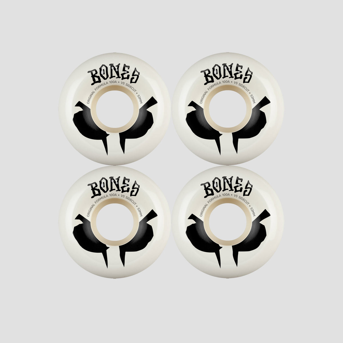 Bones 53mm 100a V5 Sidecut OG Formula Skateboard Wheels White