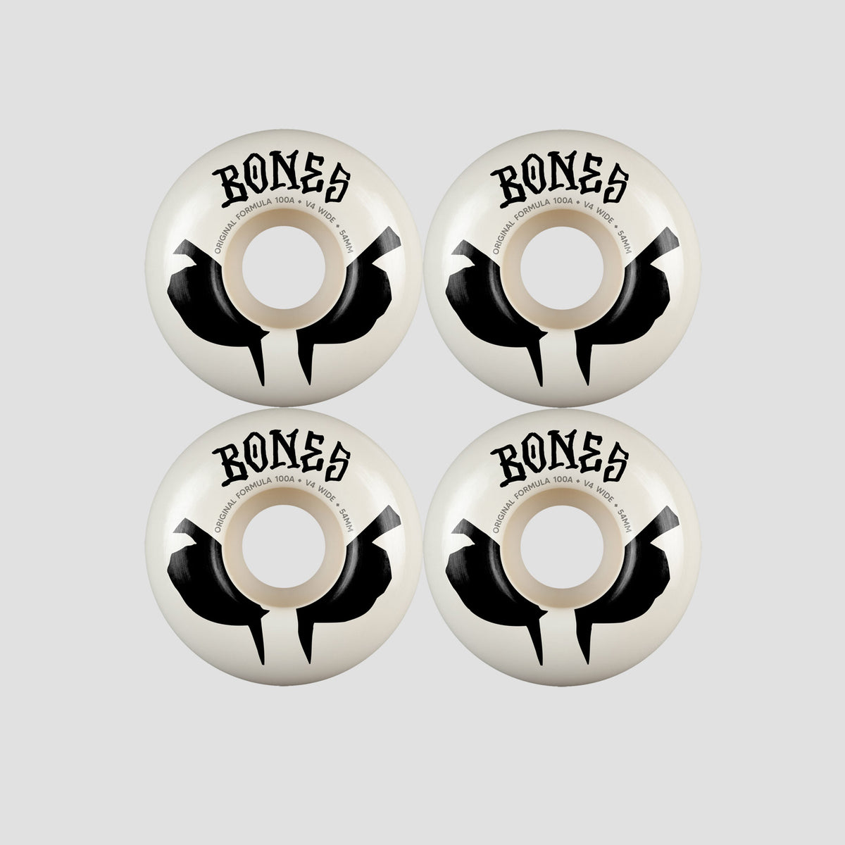 Bones 54mm 100a V4 Wide OG Formula Skateboard Wheels White