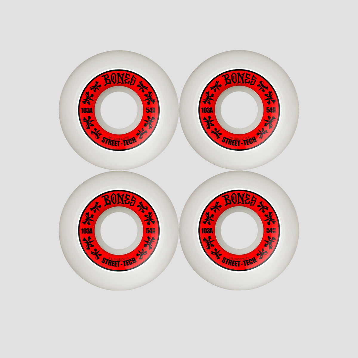 Bones 54mm 103a STF V5 Sidecut Skateboard Wheels White