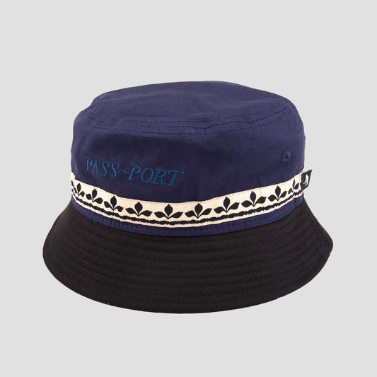 Passport Ornate Ribbon Bucket Hat Navy
