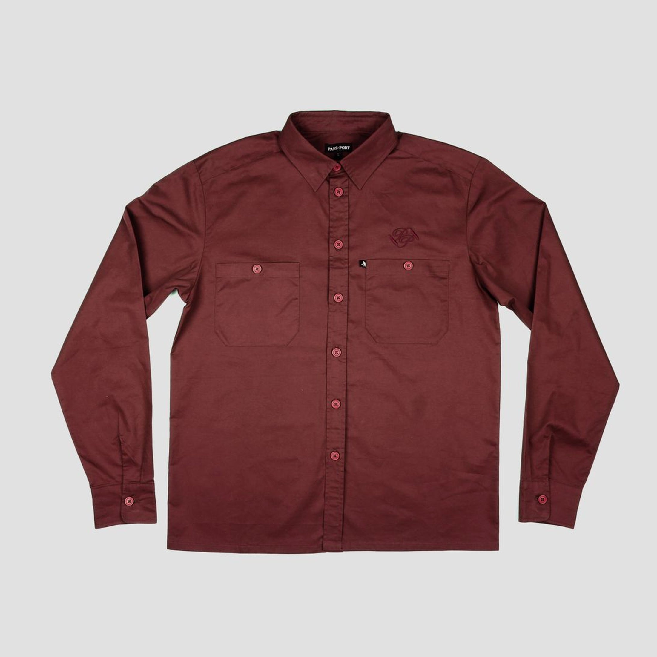 Passport Workers Banner Longsleeve Shirt Burgundy
