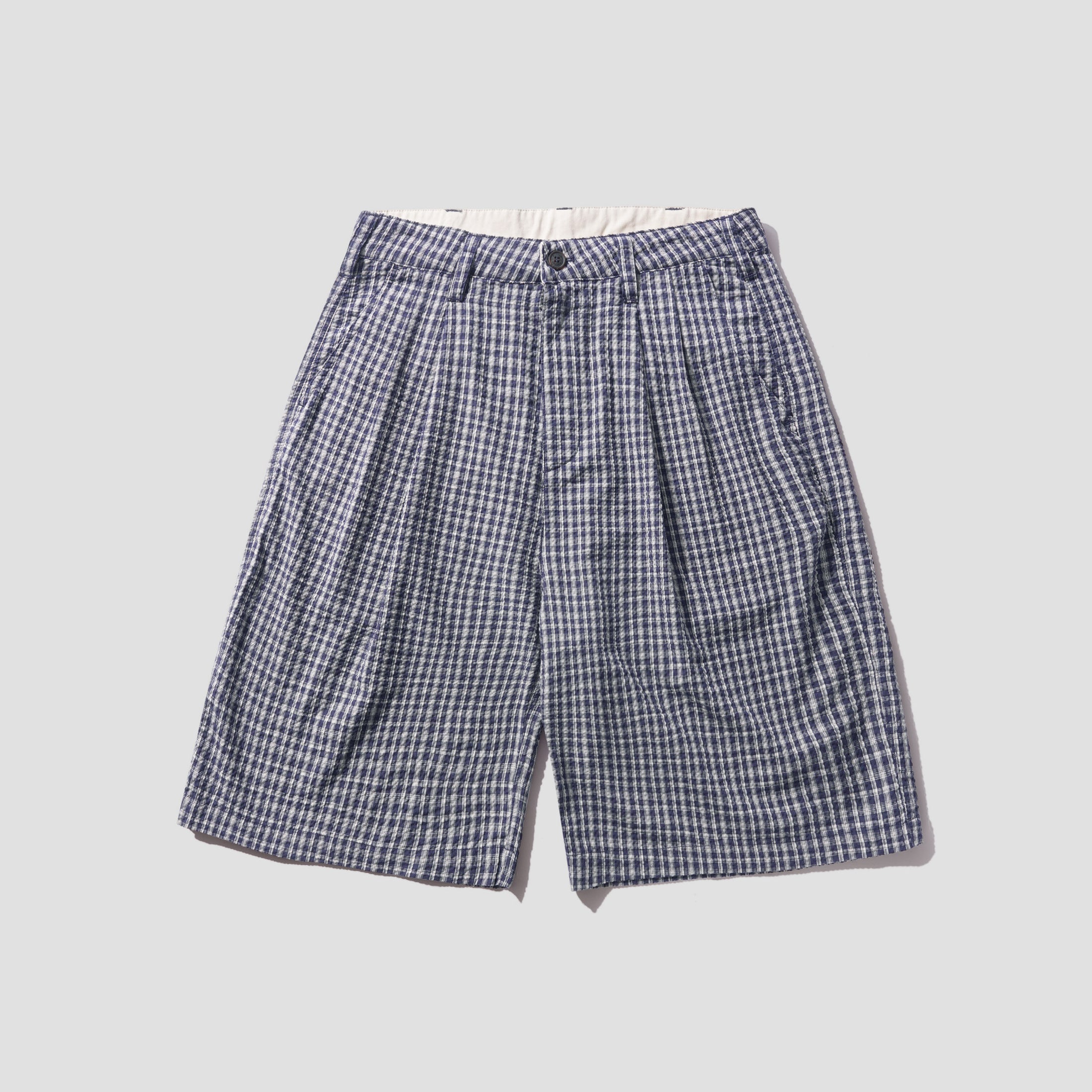 Butter Goods Pleated Shorts Navy Plaid