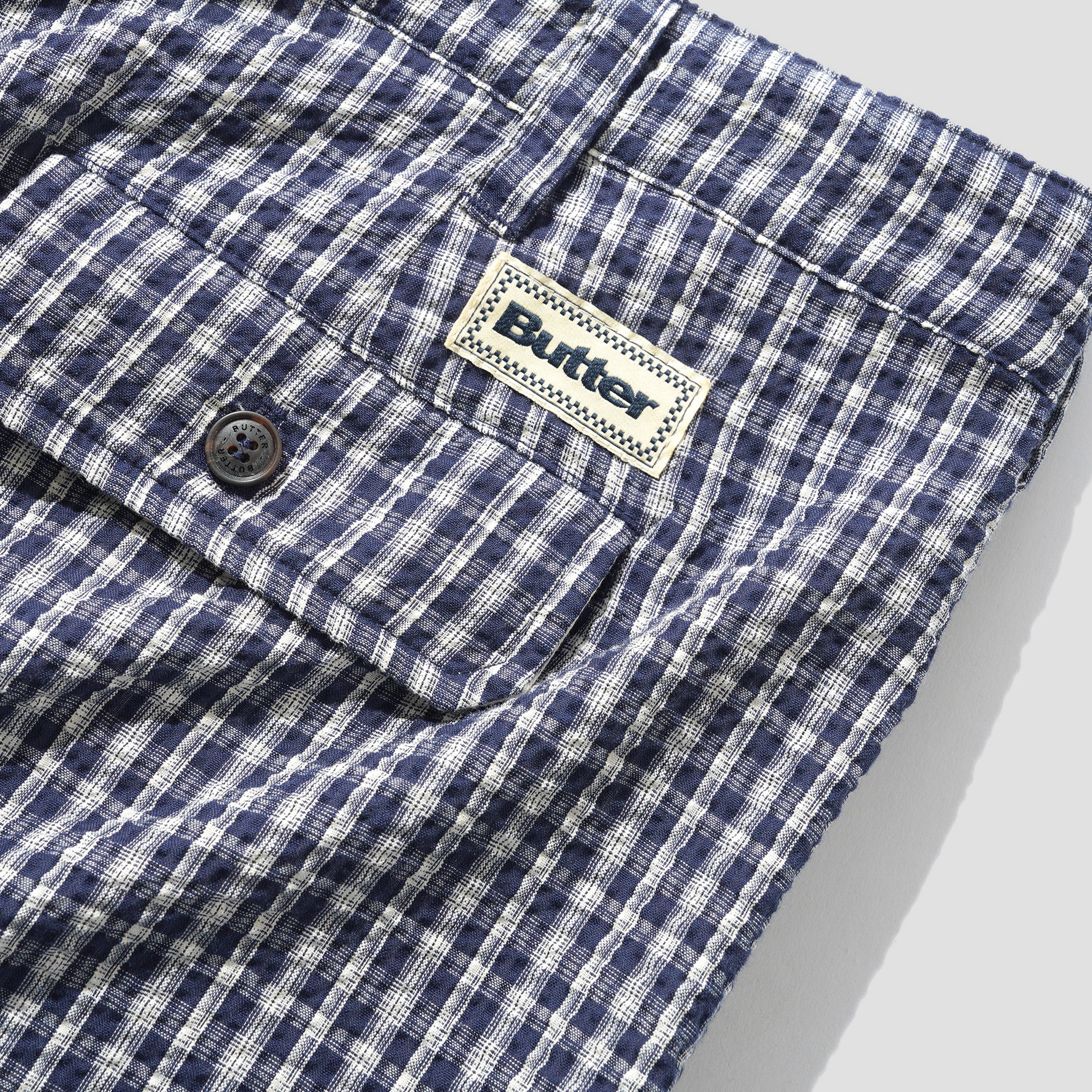Butter Goods Pleated Shorts Navy Plaid