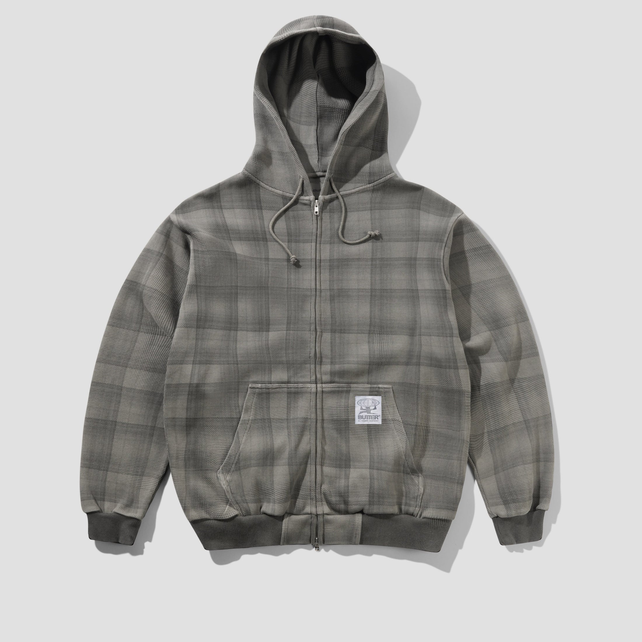 Butter Goods Waffle Zip-Thru Hood Grey Plaid