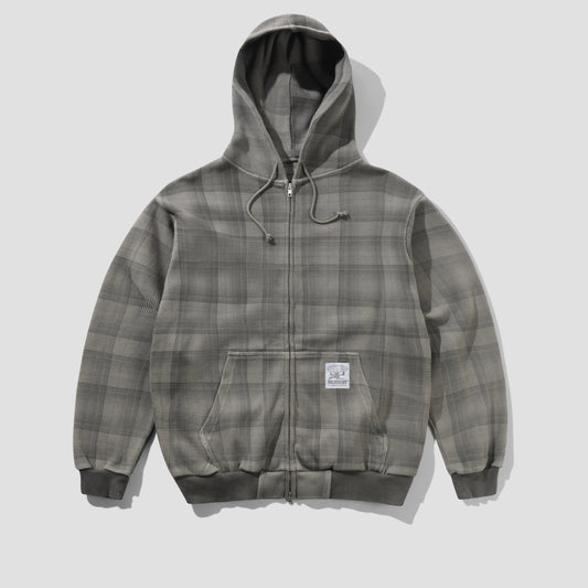 Butter Goods Waffle Zip-Thru Hood Grey Plaid