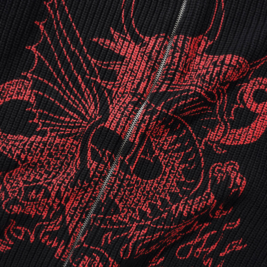 Butter x Daniel Johnston Dragon Knit Zip-Thru Sweater Black / Red